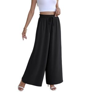 Womens Casual Pants Wide Leg Elastic Waist Drawstring Loose Fall Lounge Pants